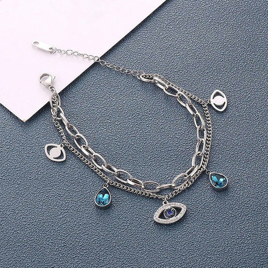 Crystal Studded Evil Eye Bracelet
